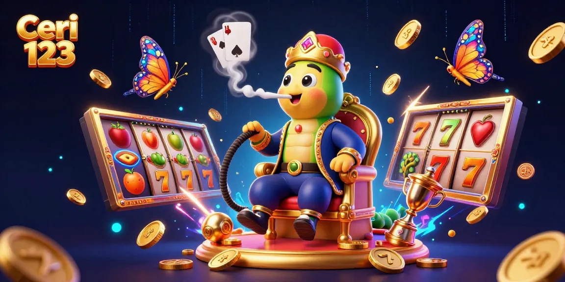 Spin the reels with Ceri 123, featuring a playful caterpillar in a casino-themed setting surrounded by winning symbols.