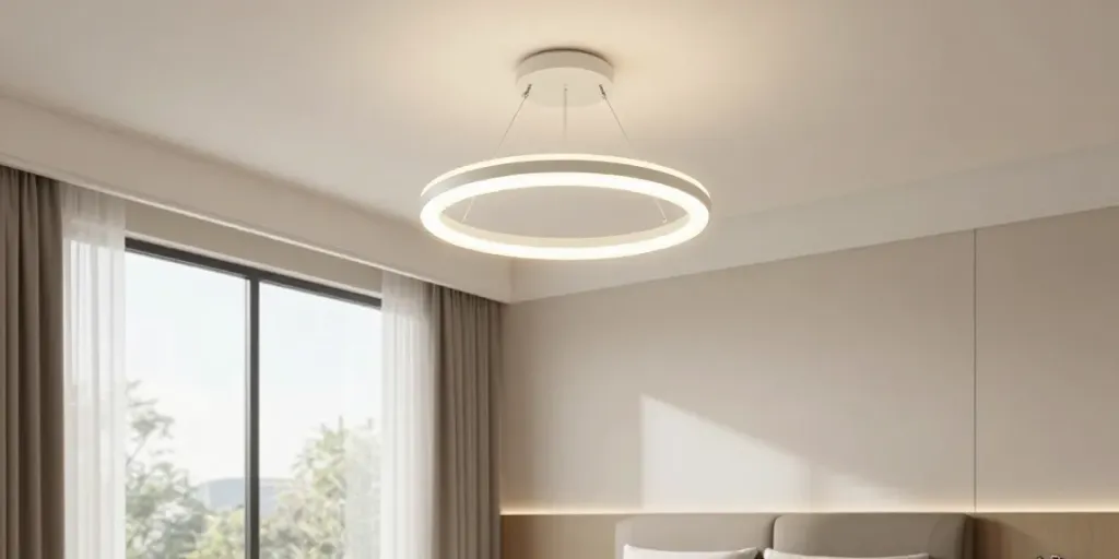 Iluminare modernă cu lustra pentru dormitor, serviciu local profesionist pentru amenajări interioare.