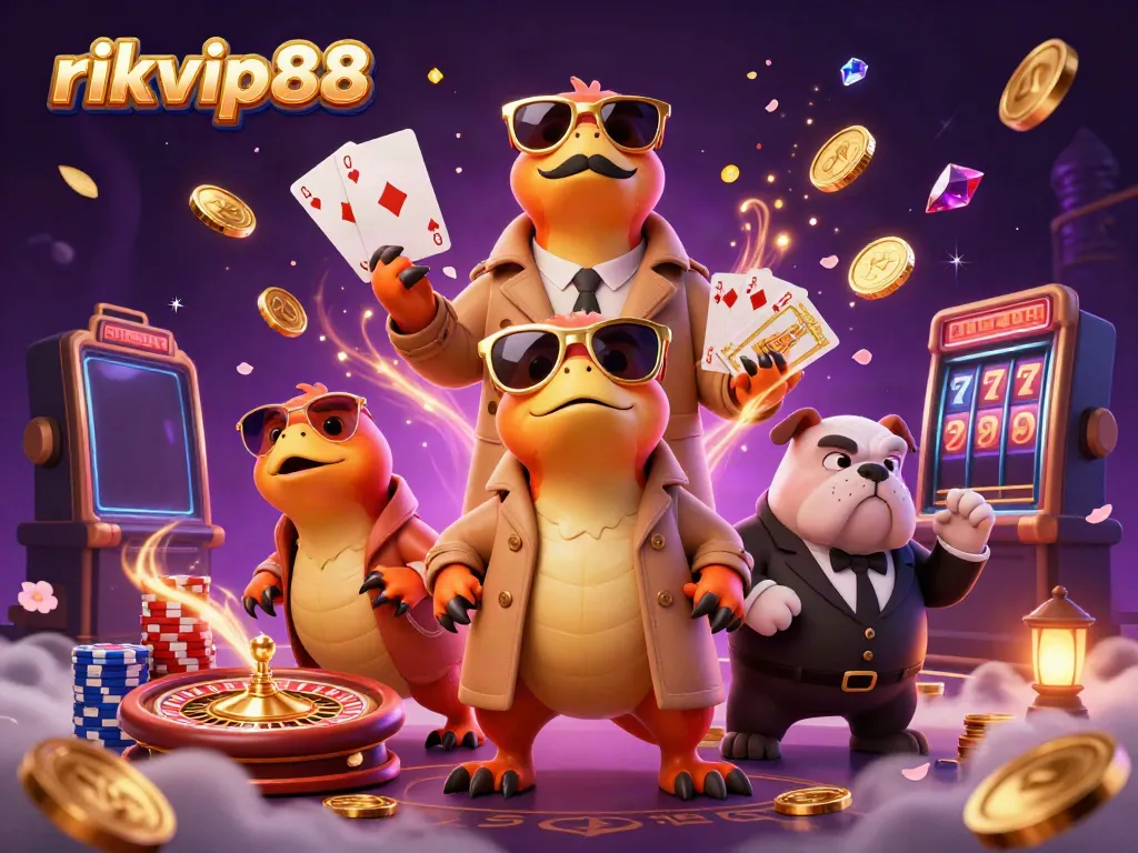 Experience rikvip88 as raptors hilariously sneak into a casino, featuring casino elements and vibrant visuals.